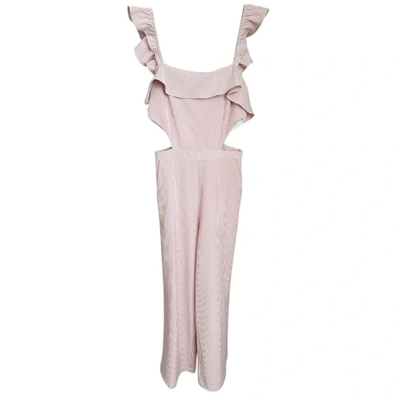 NWOT Ale by Alessandra x REVOLVE Denia Gingham Pink Ruffle Jumpsuit in Mauve XS - Picture 6 of 7